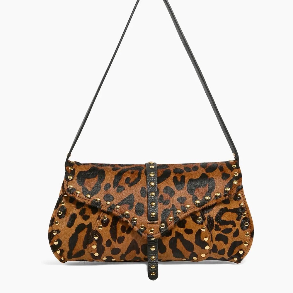 Aimee Kestenberg Leopard Print Studded Shoulder Bag - Brown & Black